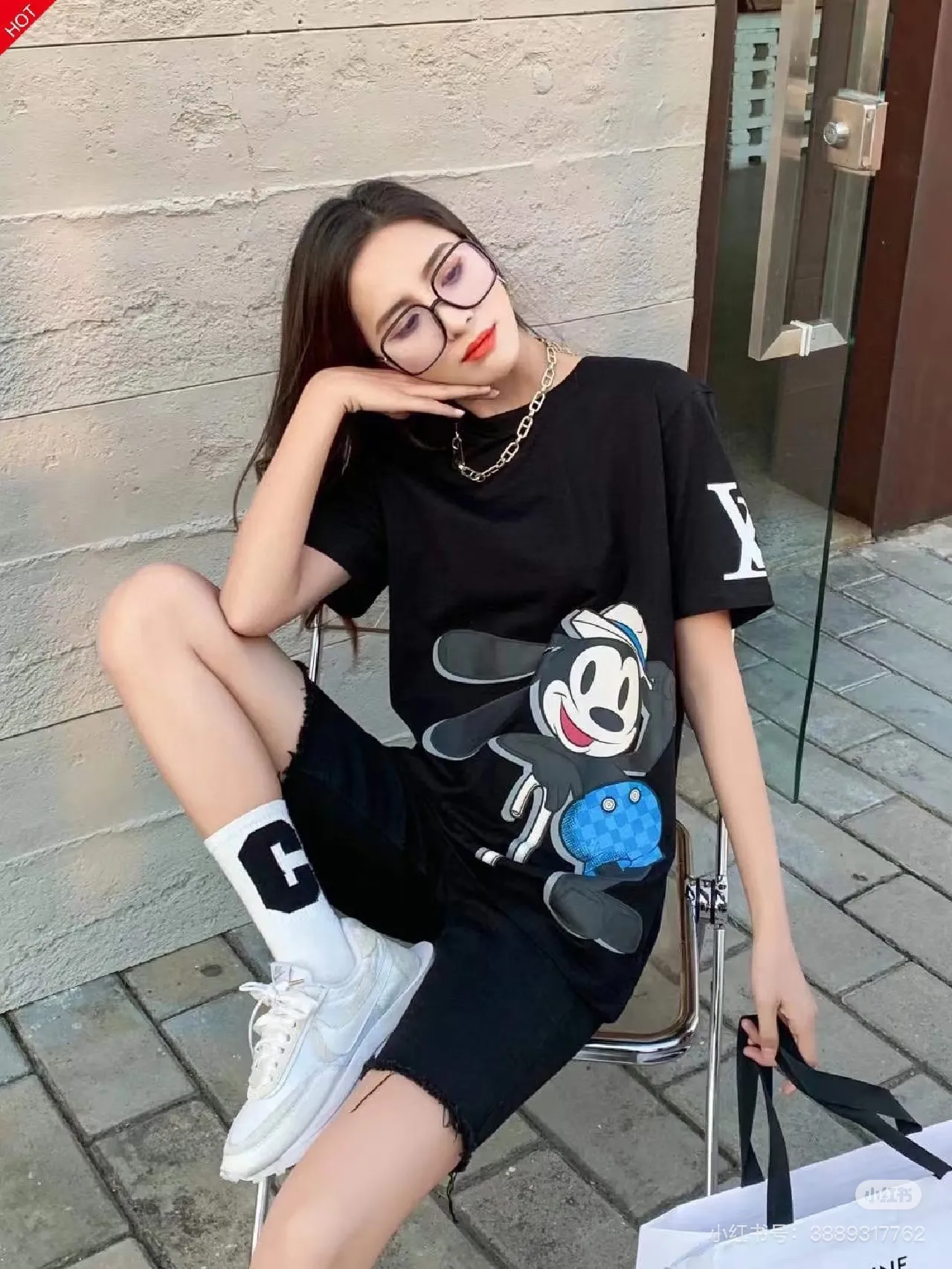 Louis Vuitton/Louis Vuitton armband logo cartoon rabbit print short sleeves